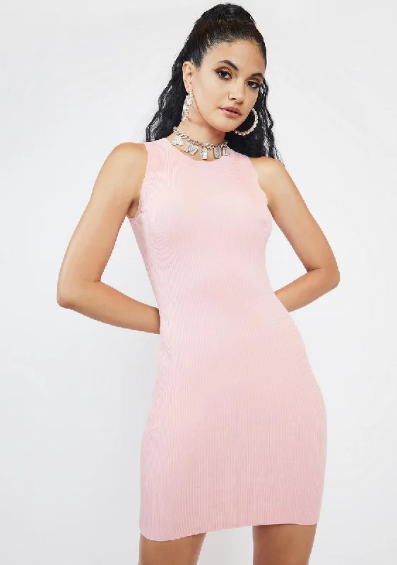 Sweet Downtown Days Ribbed Mini Dress Fashionable Party Mini Dress