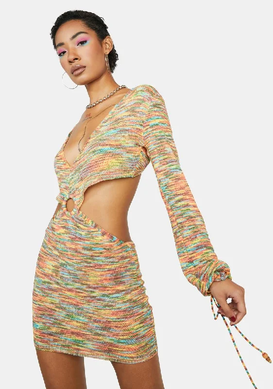 Tangy Sweet Scene Crochet Mini Dress Chic Mini Dress with V-Neck