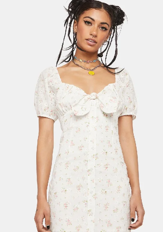 Tea Time Floral Mini Dress Stylish Floral Print Mini Dress