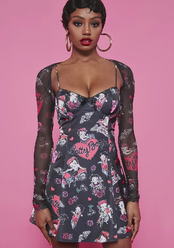 Tough Betty Mini Dress & Shrug Set Elegant Off-Shoulder Dress Mini