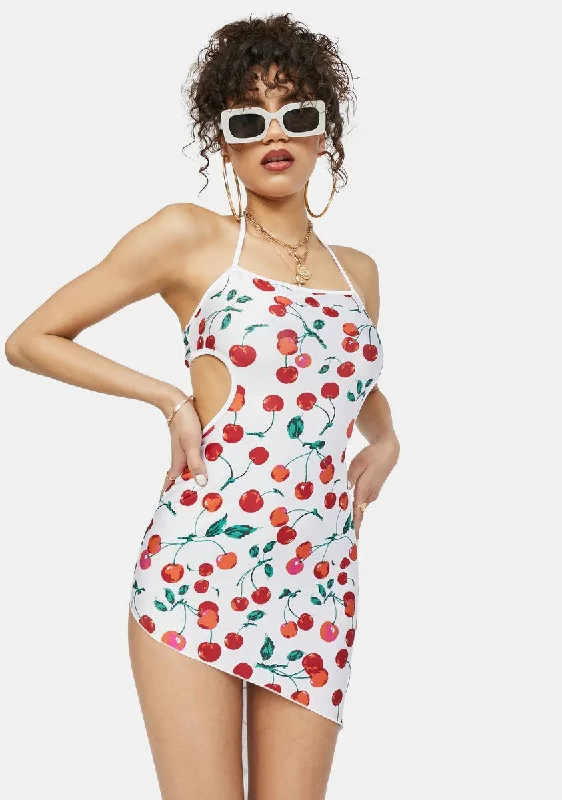 Who We Are Cherry Cutout Mini Dress Casual Button-Up Mini Dress