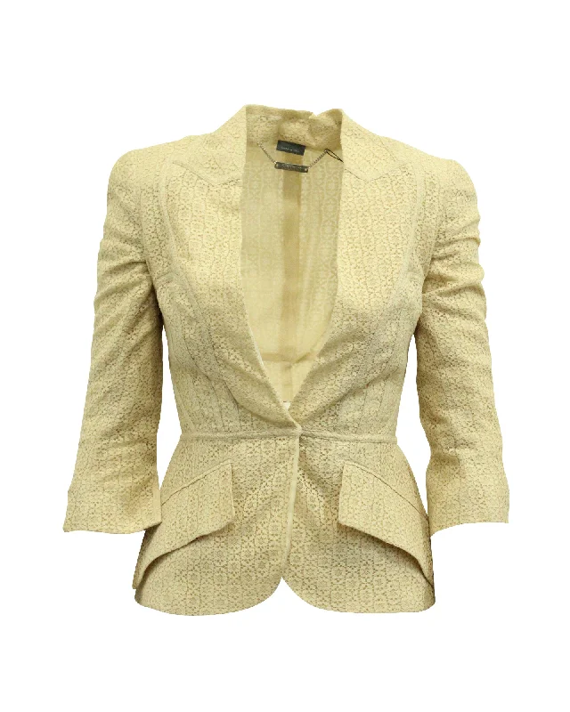 Alexander McQueen Lace Blazer Jacket in Cream Cotton Herringbone Jacket Houndstooth Jacket Plaid Jacket Alexander McQueen Lace Blazer Jacket in Cream Cotton Herringbone Jacket Houndstooth Jacket Plaid Jacket