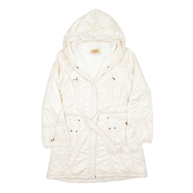 ALVIERO MARTINI 1A Classe Parka Jacket Cream Womens UK 16 Zip Front Button Front Snap Front ALVIERO MARTINI 1A Classe Parka Jacket Cream Womens UK 16 Zip Front Button Front Snap Front