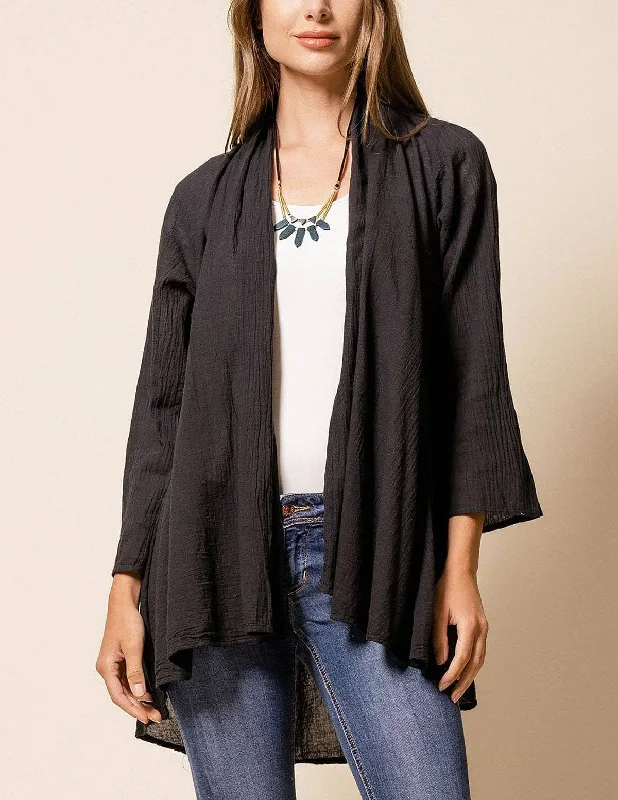 Brea Wrap Jacket - Black Cotton Jacket Linen Jacket Terry Jacket