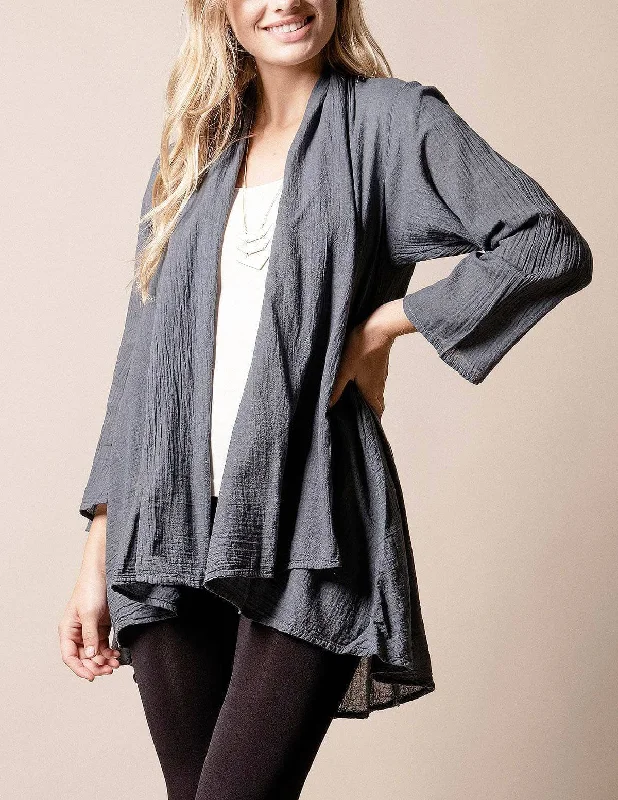 Brea Wrap Jacket - Grey Striped Jacket Polka Dot Jacket Floral Jacket