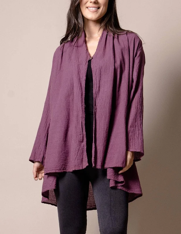 Brea Wrap Jacket - Plum Faux Fur Fabric Real Fur Fabric Shearling Fabric