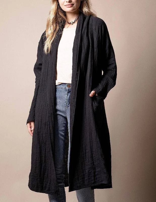 Brenley Wrap Jacket - Black Zippered Front Buttoned Front Snap Front