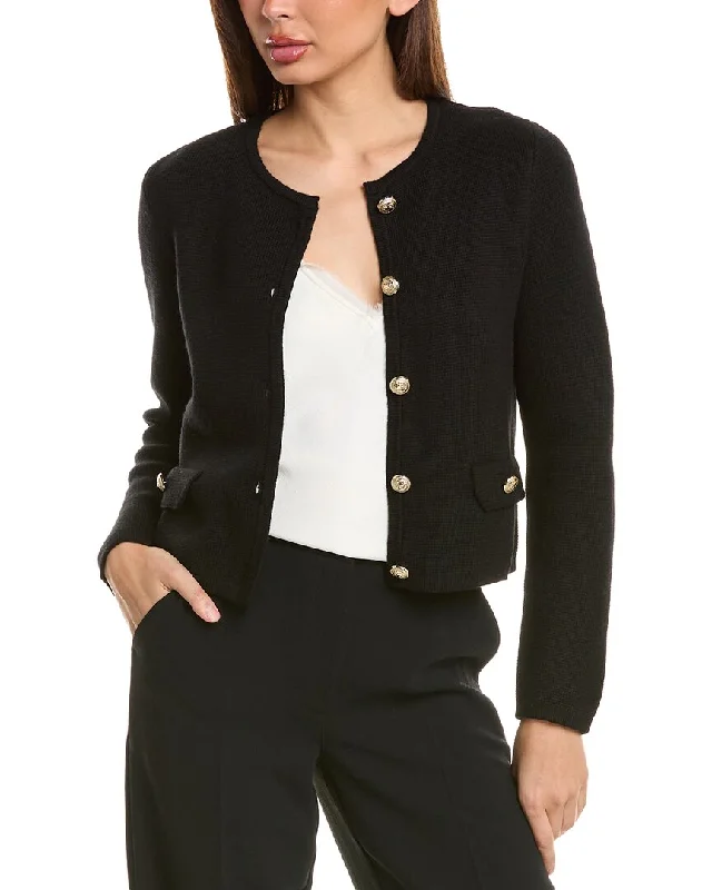Bruno Magli Cropped Crewneck Wool Jacket V-Neck Jacket Boat Neck Jacket Square Neck Jacket
