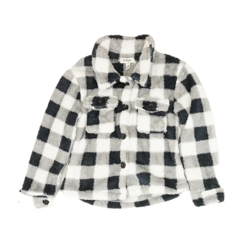 Gray Check Fur Jacket Faux Fur Fabric Real Fur Fabric Shearling Fabric