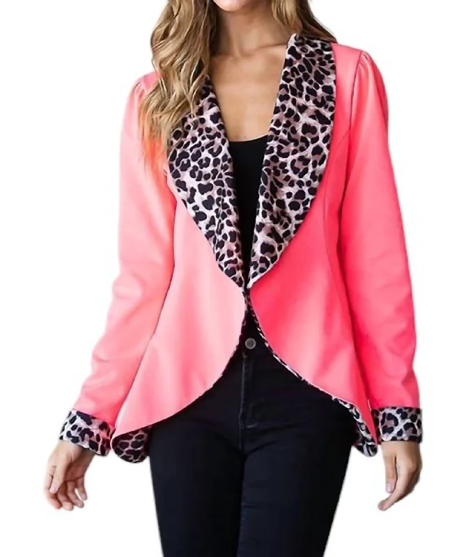 Hot Shot Blazer Jacket In Hot Pink Cheetah Embroidered Jacket Appliqued Jacket Beaded Jacket Hot Shot Blazer Jacket In Hot Pink Cheetah Embroidered Jacket Appliqued Jacket Beaded Jacket