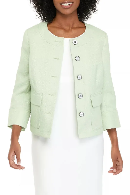 Kasper Crew Neck Long Sleeve 5 Button Closure Tweed Jacket Cotton Fabric Linen Fabric Terry Fabric Kasper Crew Neck Long Sleeve 5 Button Closure Tweed Jacket Cotton Fabric Linen Fabric Terry Fabric