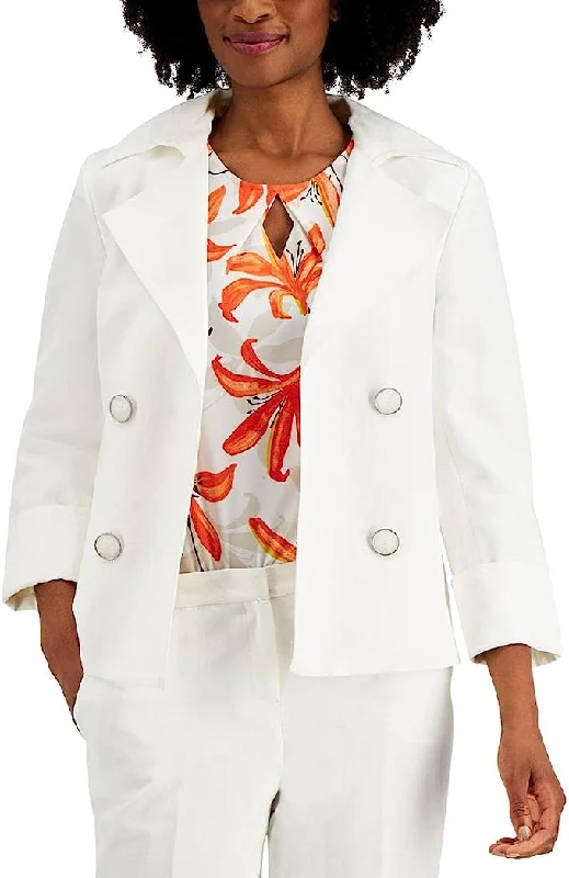 Kasper Notched Collar Open Front 3/4 Cuffed Sleeve 2 Welt Pocket Linen Jacket Trench Coat Raincoat Waterproof Jacket Kasper Notched Collar Open Front 3/4 Cuffed Sleeve 2 Welt Pocket Linen Jacket Trench Coat Raincoat Waterproof Jacket