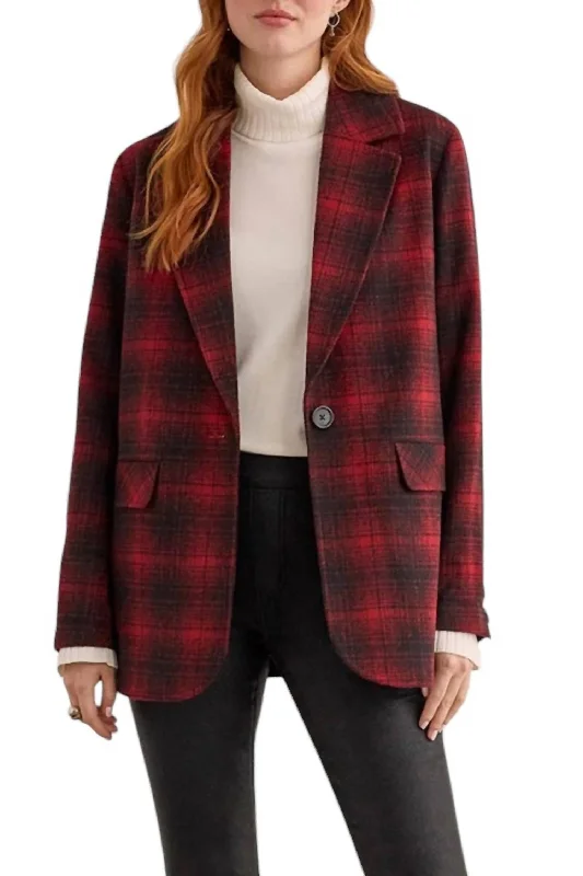 Lined Long-Sleeve Jacket In Earth Red Oversized Jacket Tailored Jacket Straight Jacket Lined Long-Sleeve Jacket In Earth Red Oversized Jacket Tailored Jacket Straight Jacket