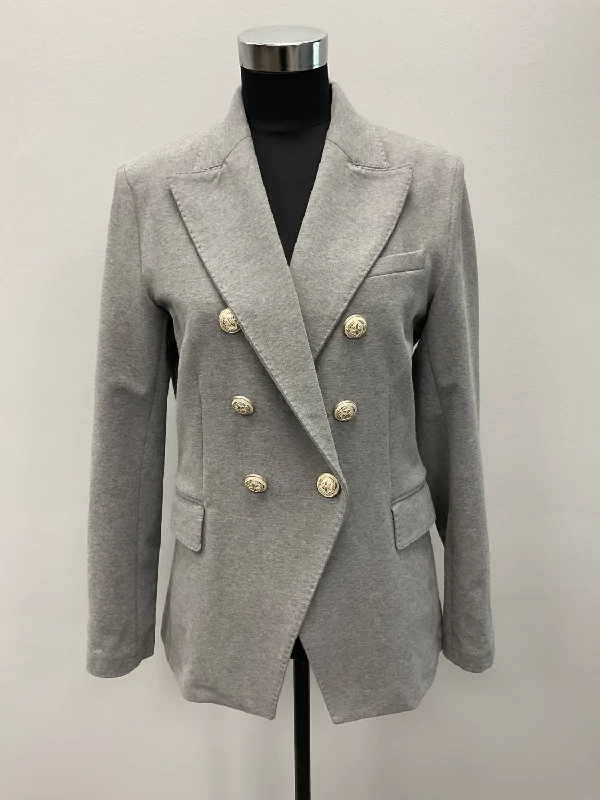 Melange Cotton Jacket Front Pockets Side Pockets Patch Pockets