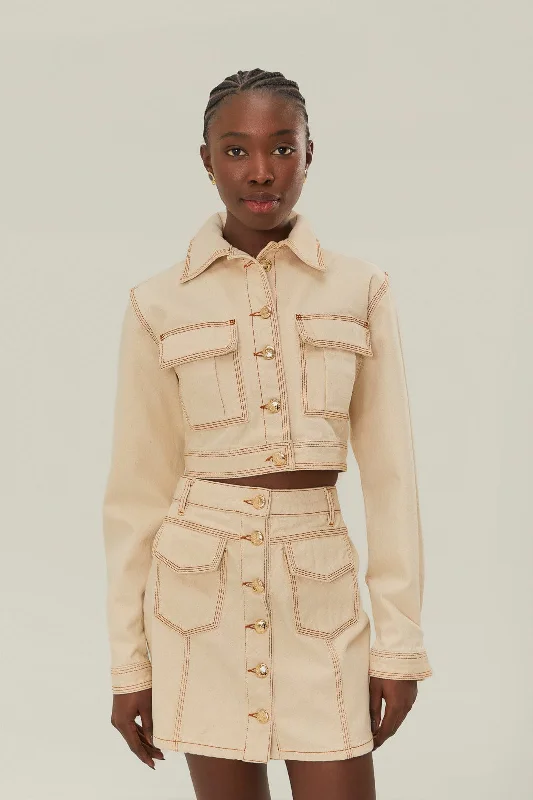 Off White Gabardine Jacket Print Jacket Jacquard Jacket Embroidered Jacket