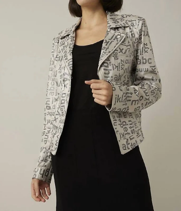 Printed Moto Jacket In Champagne/silver Anorak Shell Jacket Lightweight Jacket
