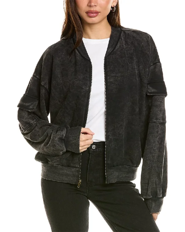 Project Social T New In Town Zip Front Washed Jacket Cardigan Sweater Pullover
