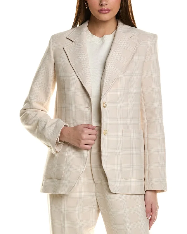 St. John Plaid Jacket One-Shoulder Jacket Off-the-Shoulder Jacket Asymmetrical Jacket St. John Plaid Jacket One-Shoulder Jacket Off-the-Shoulder Jacket Asymmetrical Jacket