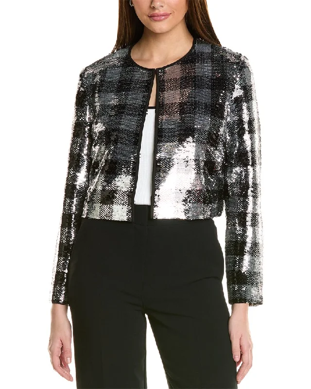 St. John Sequin Jacket One-Shoulder Jacket Off-the-Shoulder Jacket Asymmetrical Jacket St. John Sequin Jacket One-Shoulder Jacket Off-the-Shoulder Jacket Asymmetrical Jacket