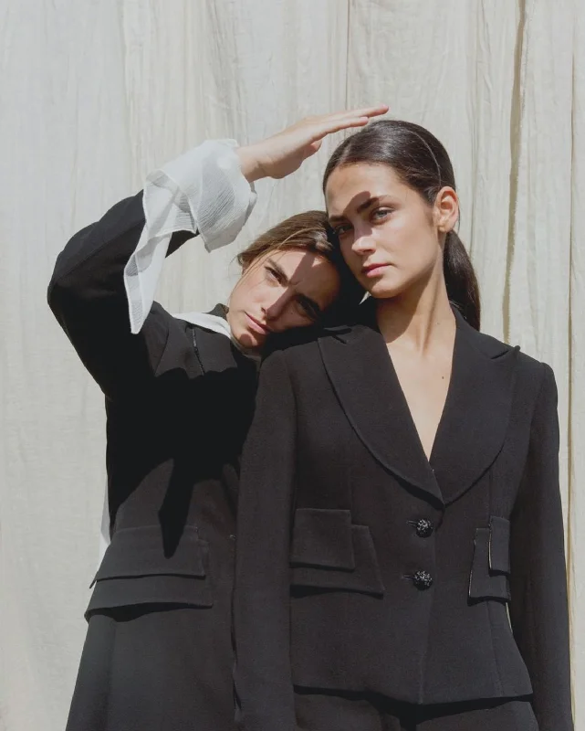 T.ba Jazz Crepe Black Jacket V-Neck Jacket Boat Neck Jacket Square Neck Jacket