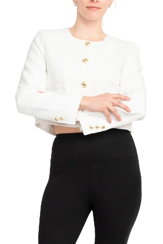 T Tahari Longsleeve collarless round neck button down cropped weed jacket with front faux pockets bl Satin Jacket Silk Jacket Chiffon Jacket T Tahari Longsleeve collarless round neck button down cropped weed jacket with front faux pockets bl Satin Jacket Silk Jacket Chiffon Jacket