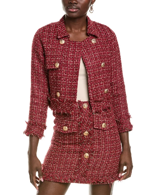 To My Lovers Tweed Jacket A-Line Jacket Boat Neck Shawl Collar