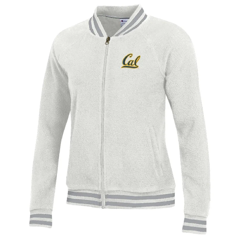 U.C. Berkeley Cal embroidered Champion baseball jacket-White Front Pockets Side Pockets Patch Pockets U.C. Berkeley Cal embroidered Champion baseball jacket-White Front Pockets Side Pockets Patch Pockets