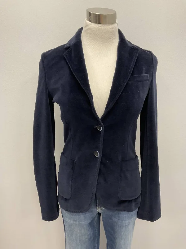 Velour Stretch Jacket In Dark Navy Fleece Jacket Down Jacket Feather Jacket