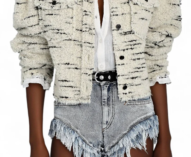 Veste Neves Boucle Jacket In Ecru Hoodie Zip-Up Jacket Button-Up Jacket