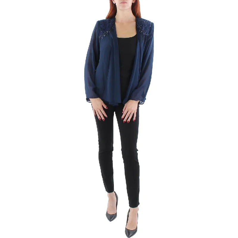 Womens Lace Trim Embellished Jacket Bomber Jacket Anorak Windbreaker