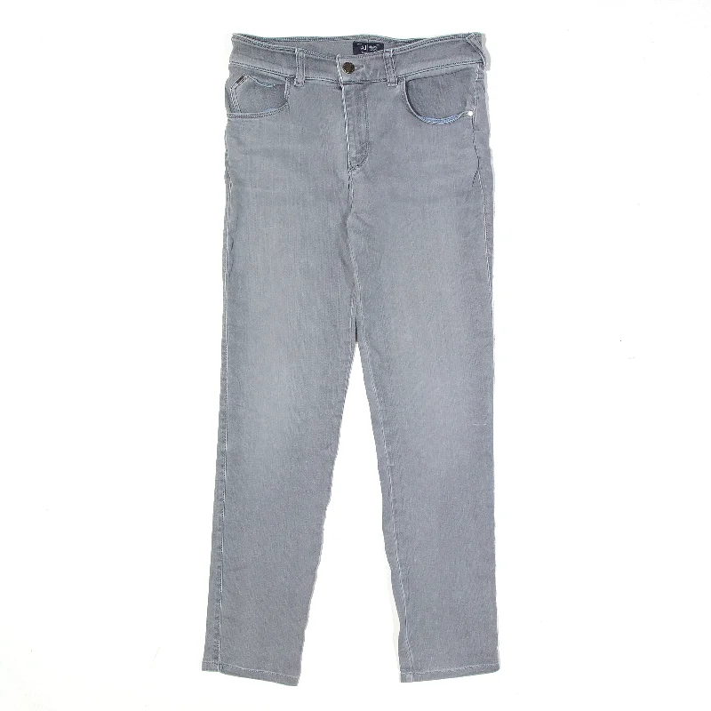 ARMANI Lilac Jeans Grey Denim Slim Skinny Womens W28 L26 Trendy Layered Pocket Jeans