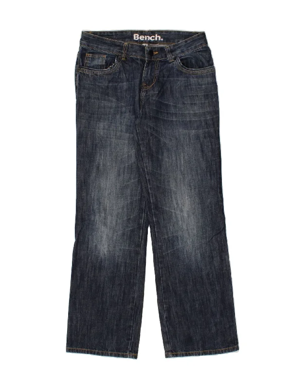 BENCH Womens Loose Jeans W28 L30 Navy Blue Cotton Comfortable Boyfriend Jeans