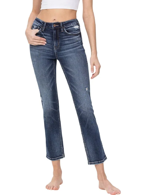 Benefactor Slim Straight Jeans In Blue Elegant Raw Hem Jeans