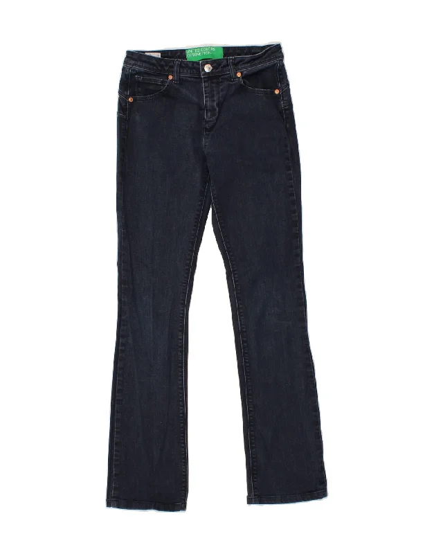 BENETTON Womens Bootcut Jeans W27 L30 Navy Blue Cotton Casual Distressed Denim Jeans BENETTON Womens Bootcut Jeans W27 L30 Navy Blue Cotton Casual Distressed Denim Jeans