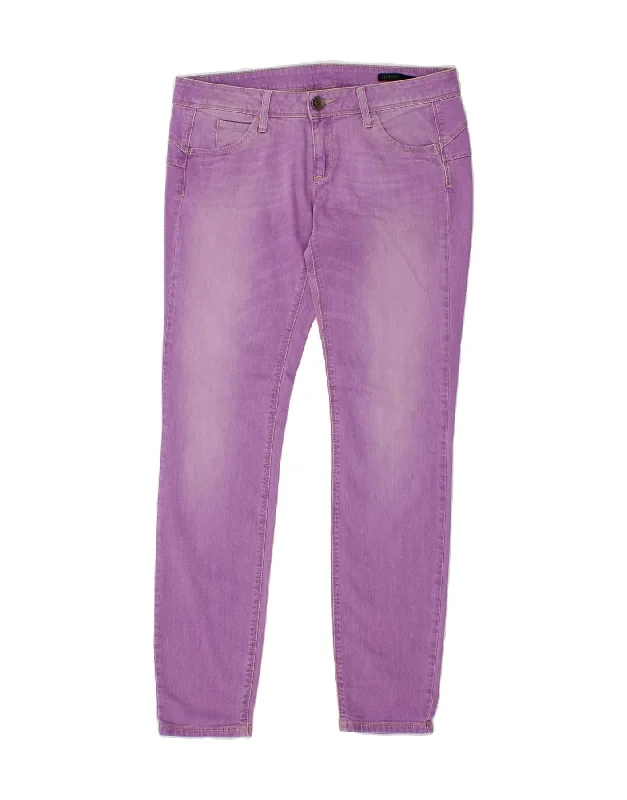BENETTON Womens Skinny Jeans W32 L32 Pink Cotton Fashionable Raw Edge Jeans