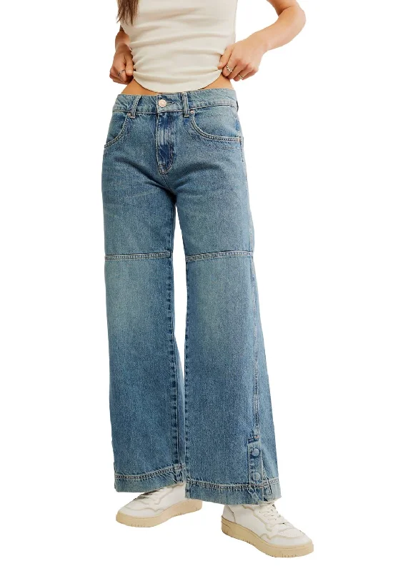 Benji Relaxed Wide Leg Jeans In Salt Of The Earth Comfortable Zip-Fly Denim Jeans