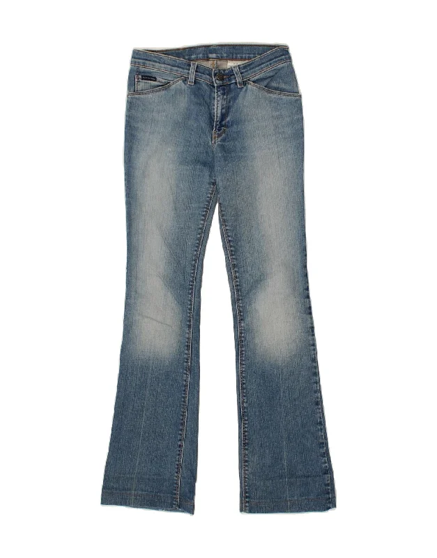 CALVIN KLEIN Womens Bootcut Jeans  W25 L31 Blue Cotton Chic Ripped Jeans
