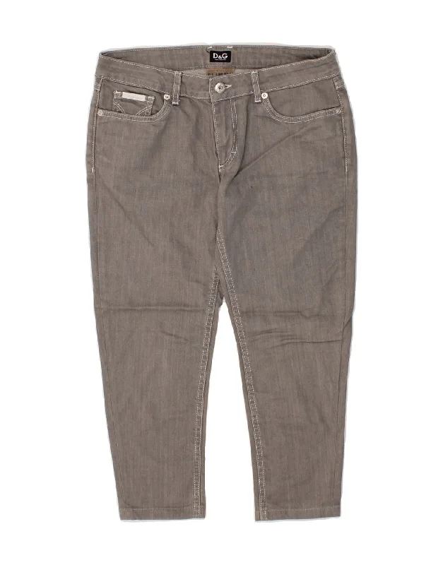 DOLCE & GABBANA Womens Capri Jeans W28 L21 Grey Fashionable Raw Edge Jeans