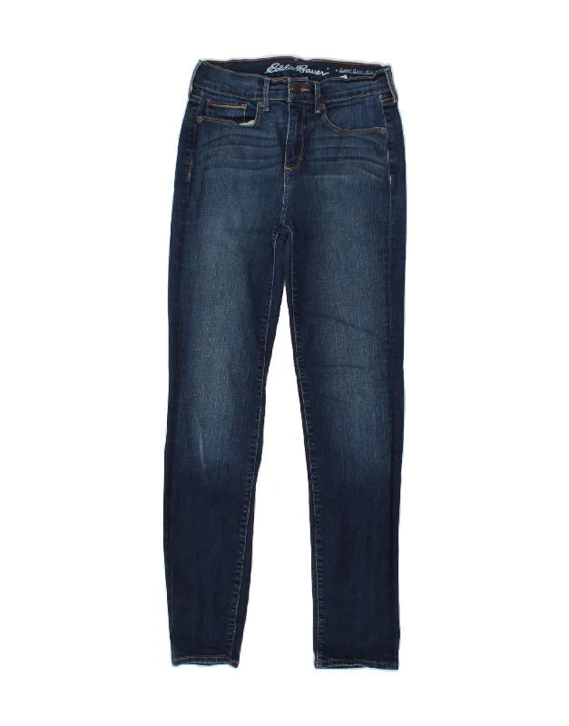 EDDIE BAUER Womens Slight Curve Slim High Rise Straight Jeans W28 L30 Blue Comfortable Zip-Up Skinny Jeans
