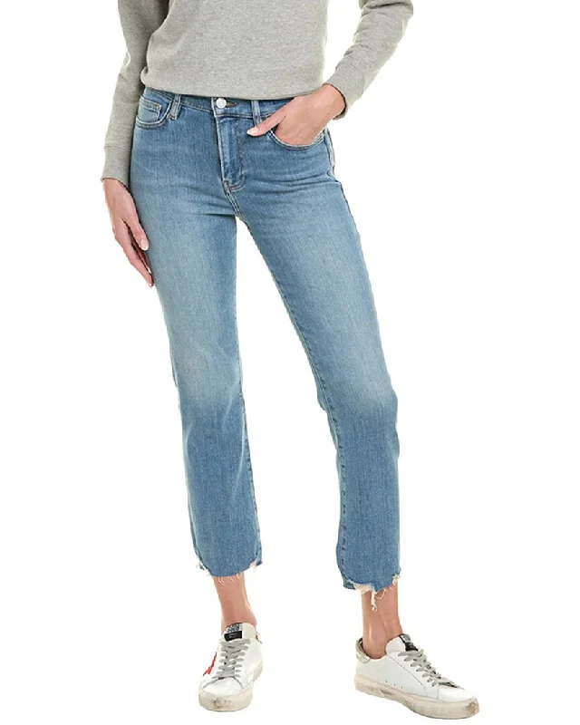 FRAME Denim Le High Wavey Moon Straight Jean Chic Rip-Detail High-Waist Jeans
