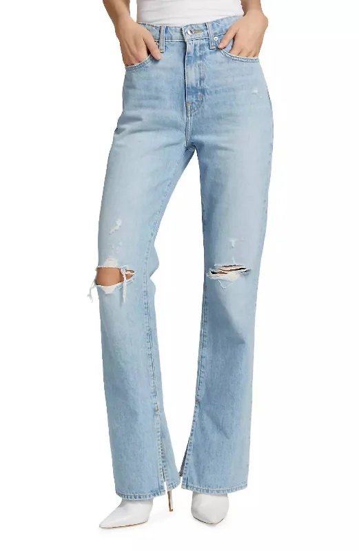 Frankie High Rise Straight Jeans In Distressed Bowery Comfortable Boyfriend Jeans