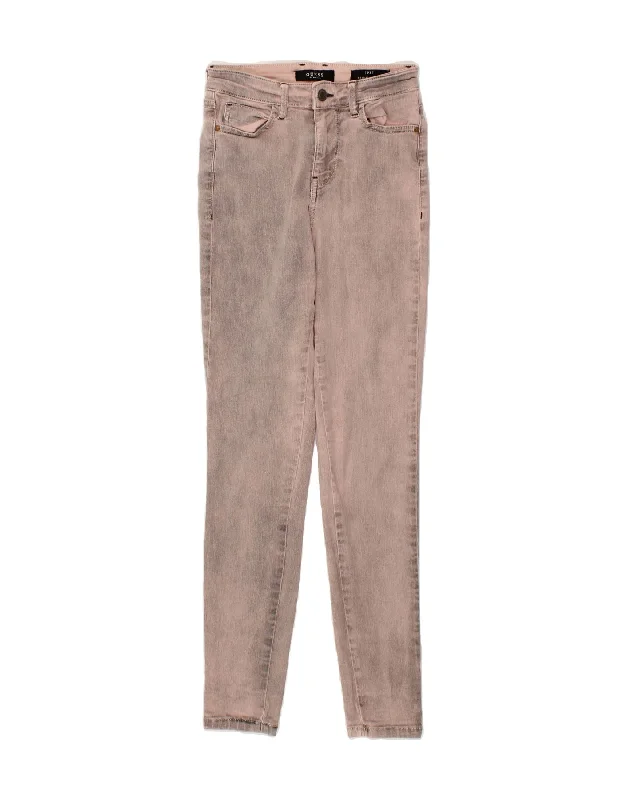 GUESS Womens High Rise Skinny Jeans W27 L29  Pink Cotton Classic Blue Denim Jeans