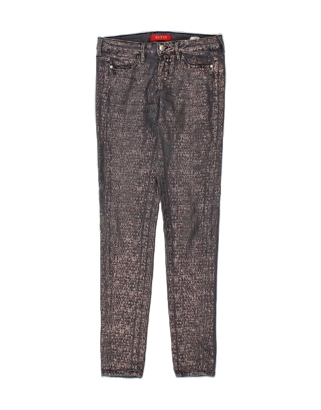 GUESS Womens Skinny Jeans  W25 L31 Grey Cotton Trendy Patchwork Denim Jeans