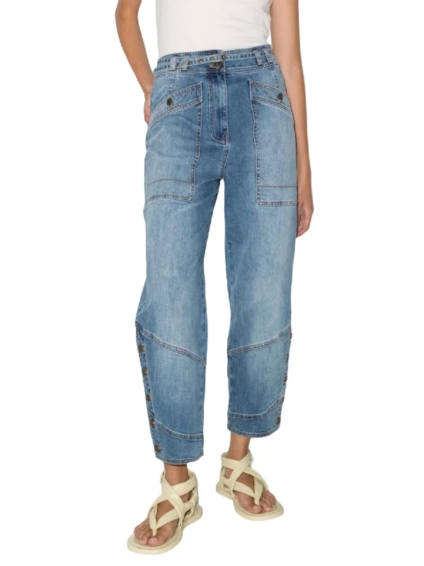 Harris Wide Leg Jean In Medium Wash Comfortable Drawstring Waist Jeans