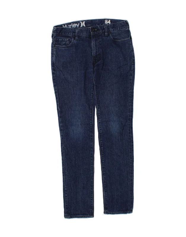 HURLEY Womens Slim Jeans W29 L29 Navy Blue Cotton Fashionable Vintage Wash Jeans