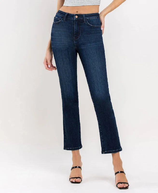 Jeanne High Rise Ankle Straight Jeans In Dark Wash Trendy Bootcut High-Waisted Jeans Jeanne High Rise Ankle Straight Jeans In Dark Wash Trendy Bootcut High-Waisted Jeans