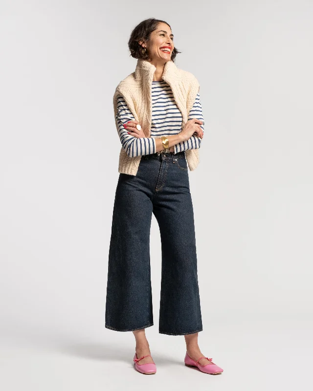 Judy Wide Leg Jean Casual Distressed Denim Jeans