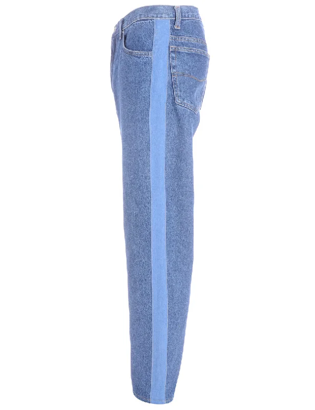 Label Jason Contrast Side Panel Jeans Casual Light Wash Jeans