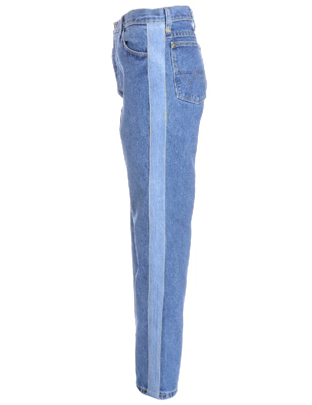Label Jason Contrast Side Panel Jeans Elegant High-Waisted Flared Jeans
