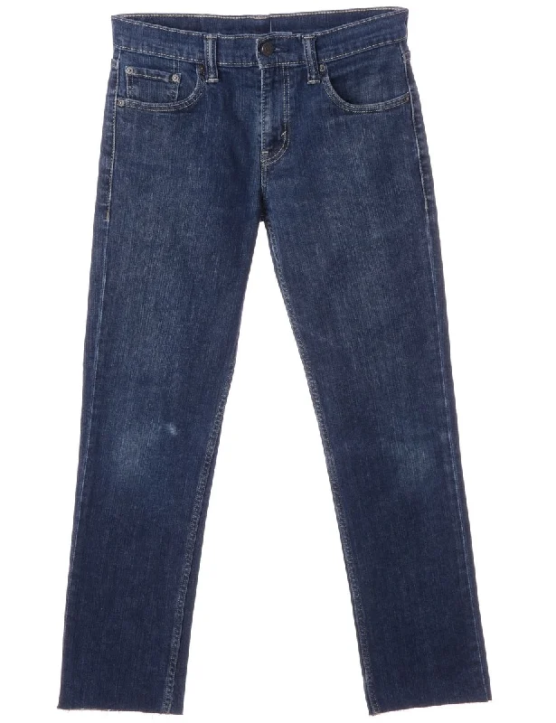 Label Indigo Cropped Jeans Fashionable Straight Fit Denim